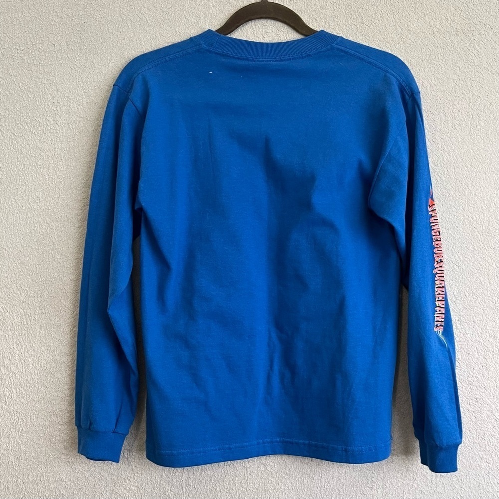 Vintage SpongeBob SquarePants Long Sleeve Tee Shirt Kids 8/10 2004 Blue Y2K 90s - Picture 6 of 10